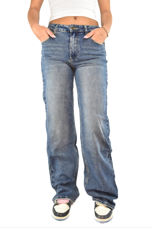 Straight Leg Jeans - Dark Blue