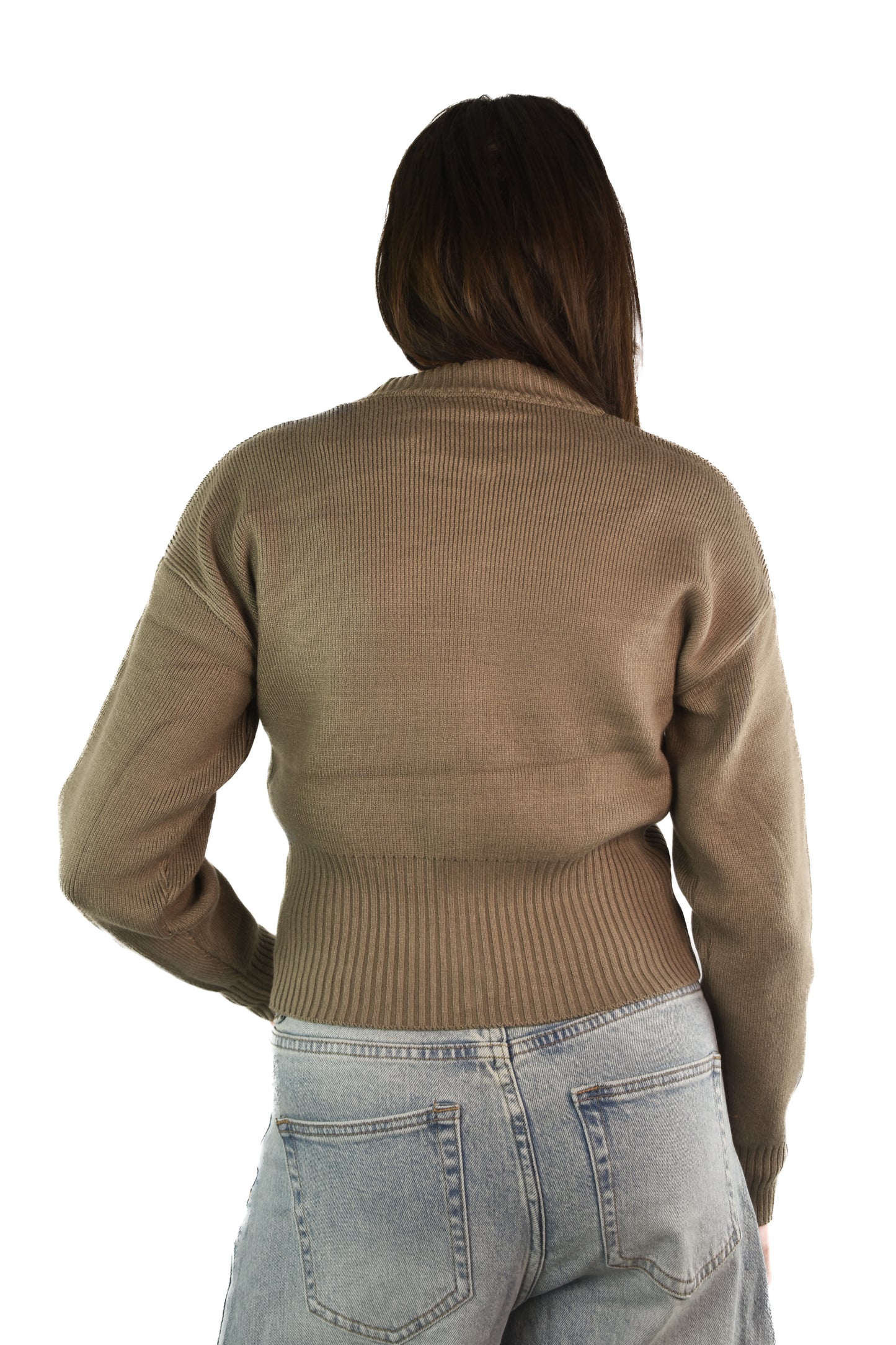 Knit zip Cardigan - Taupe