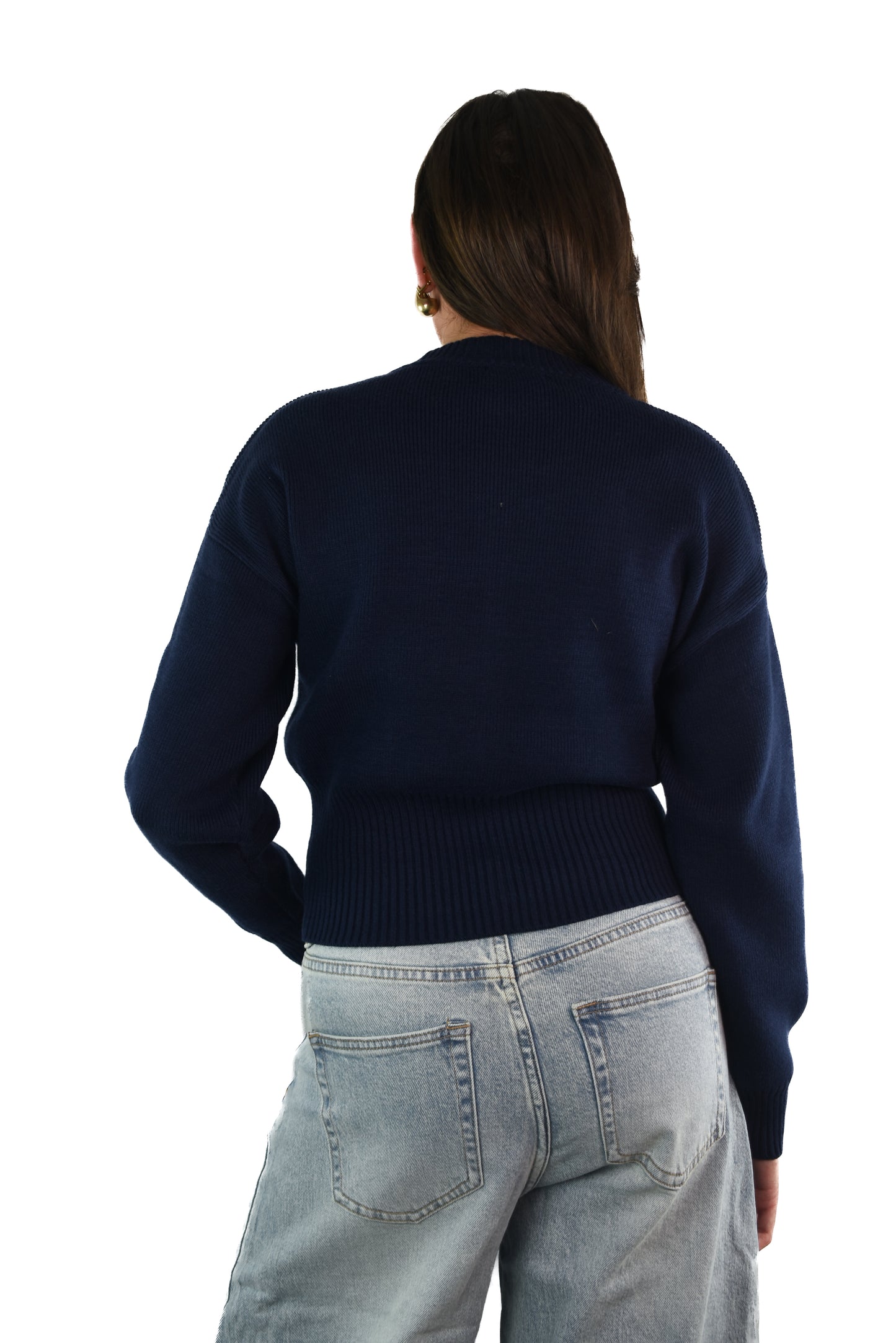 Knit Zip Cardigan - Navy