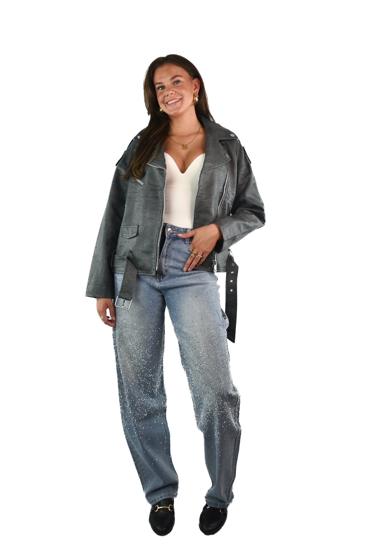 Leather Jacket - Grey