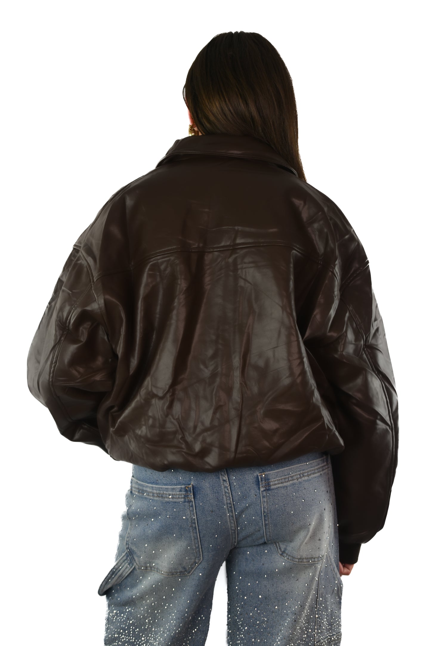 Puffy Leather Jacket - Brown