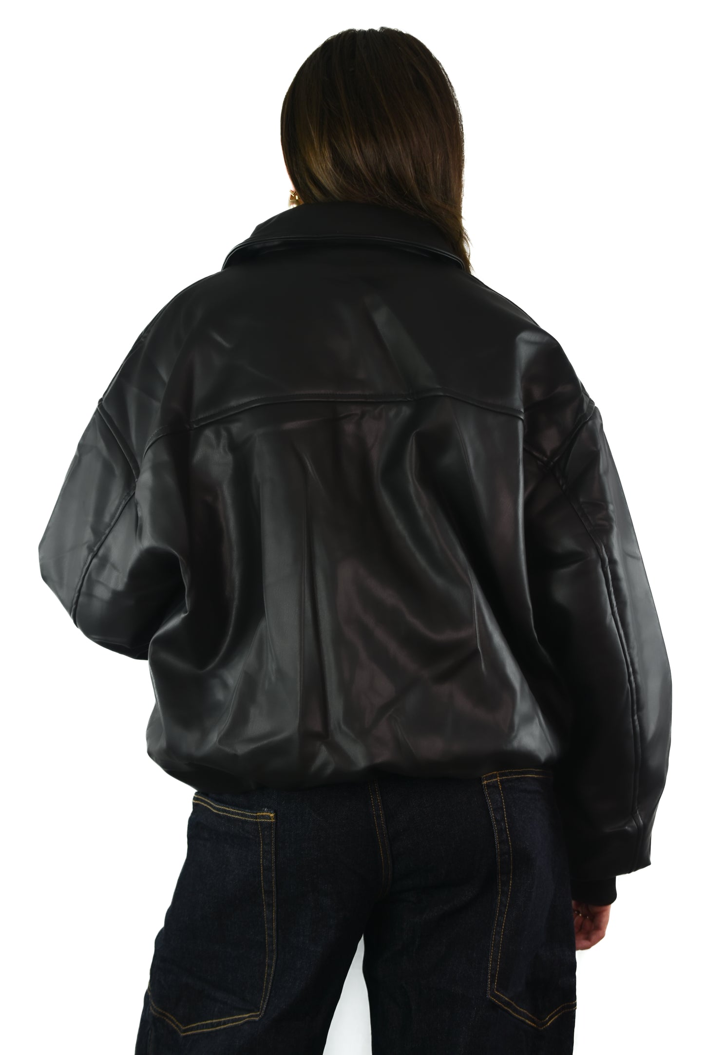 Puffy Leather Jacket - Black
