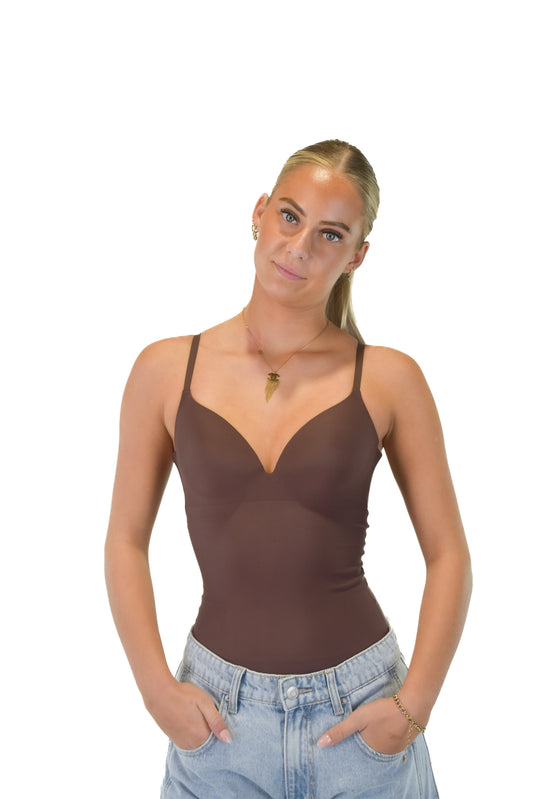 'V neck' Body - Brown