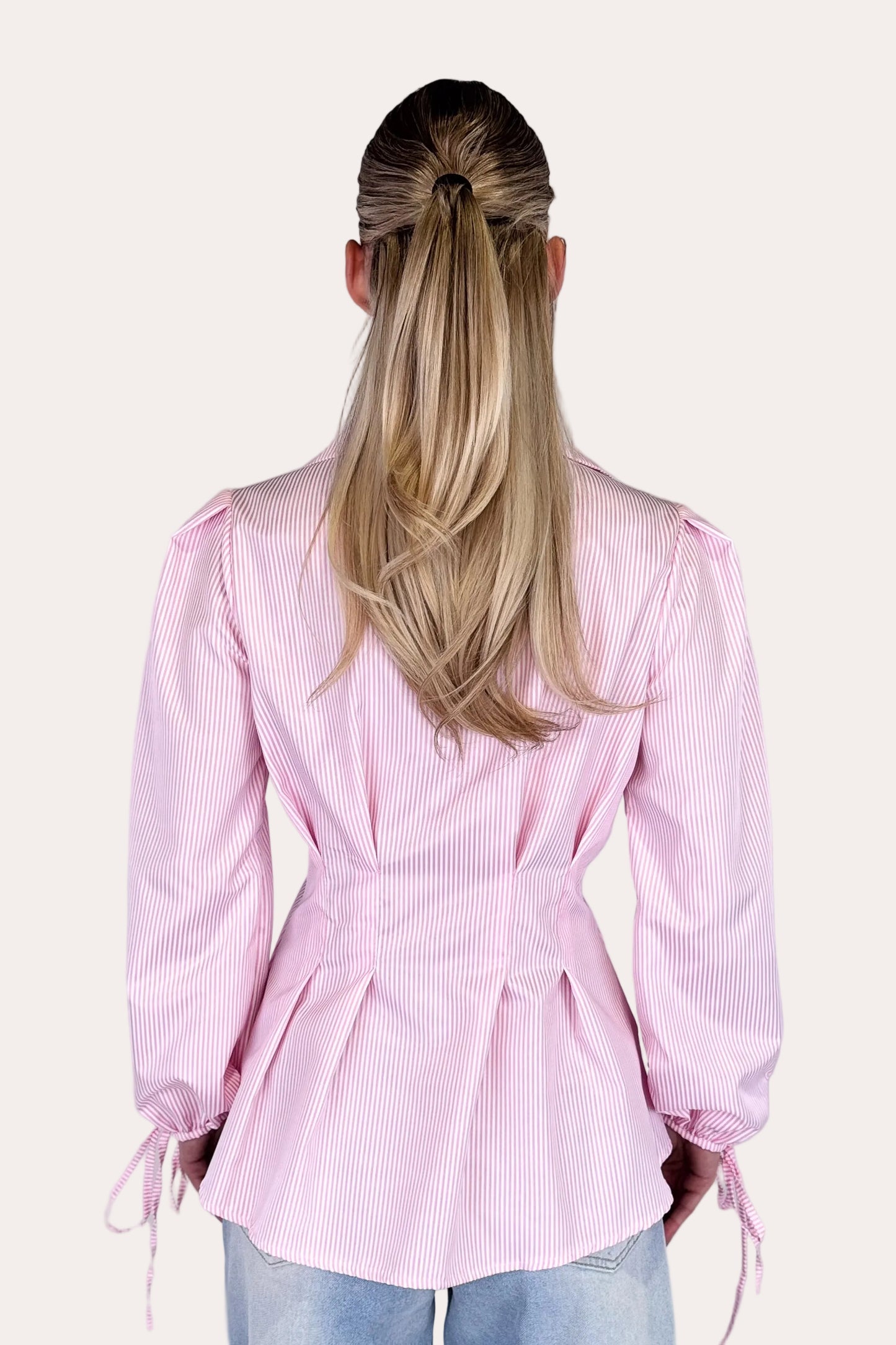 Striped Tailored Blouse - Pink