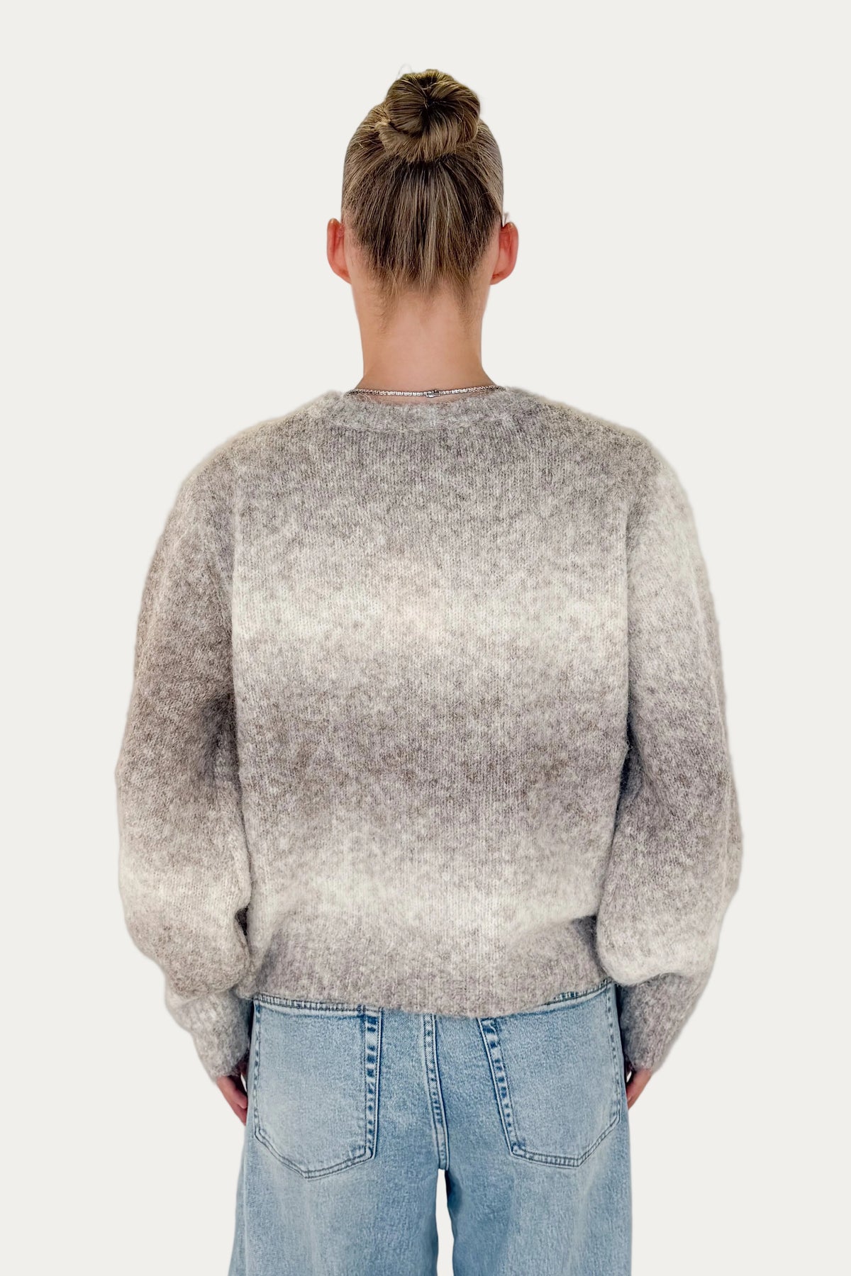 Striped Knitted Sweater - Grey