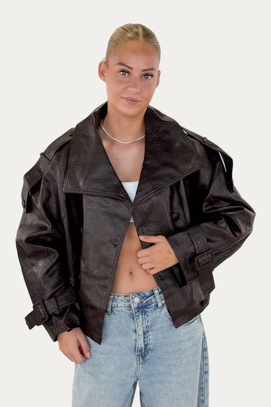 Leather Trenchcoat - Dark Brown