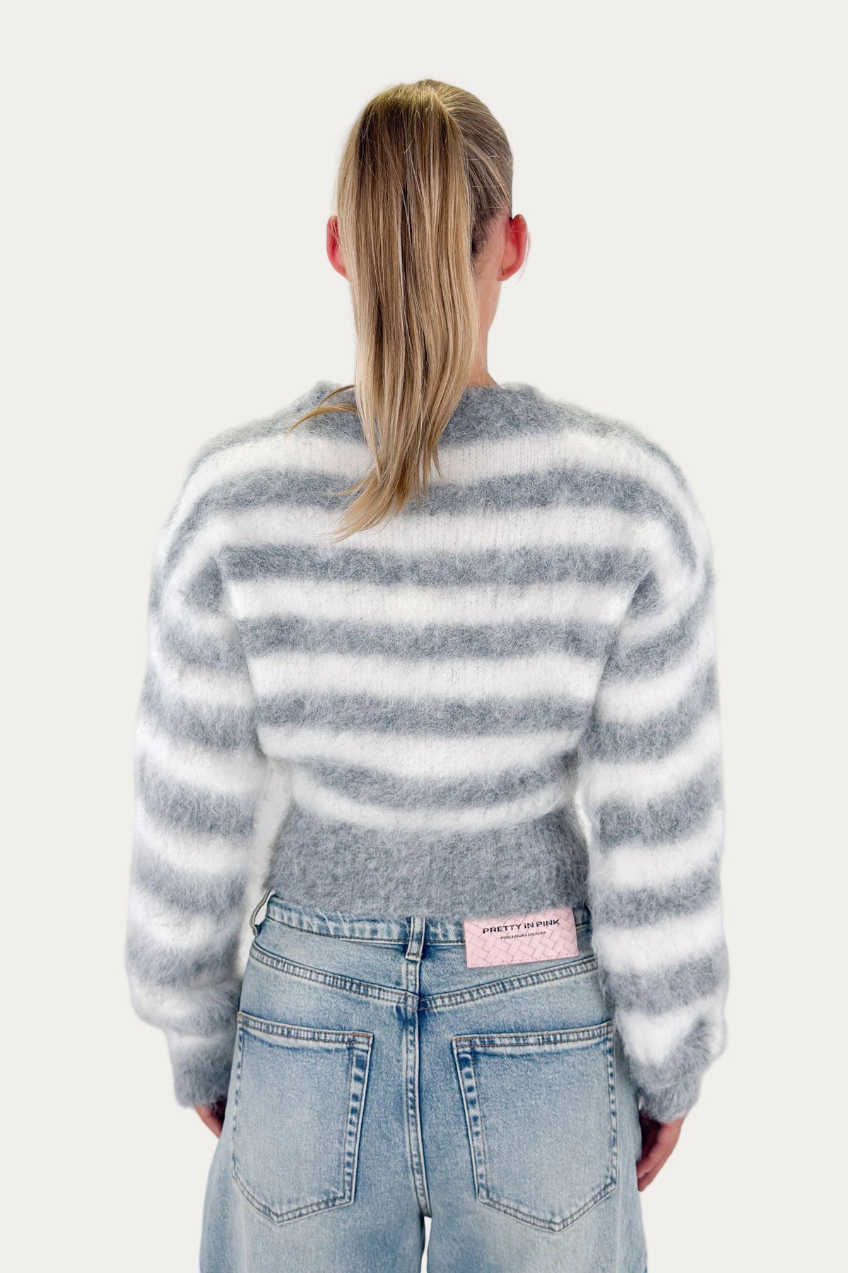 Striped Mohair Sweater - Grey
