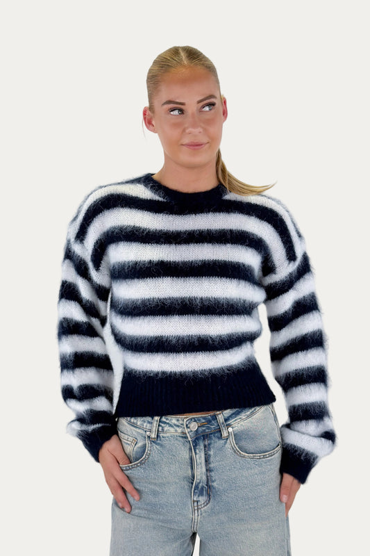 Striped Mohair Sweater - Navy
