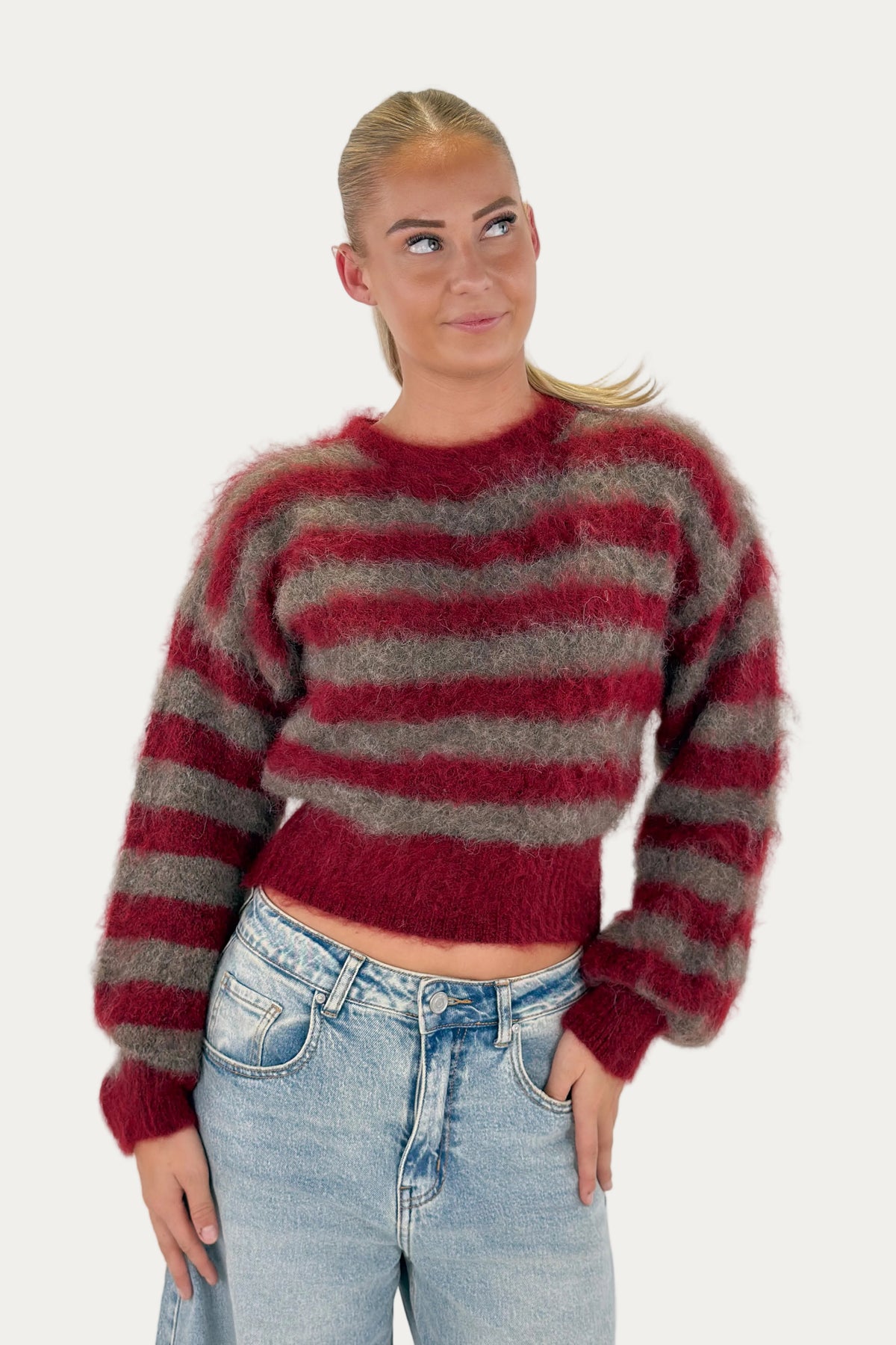 Striped Mohair Sweater - Red