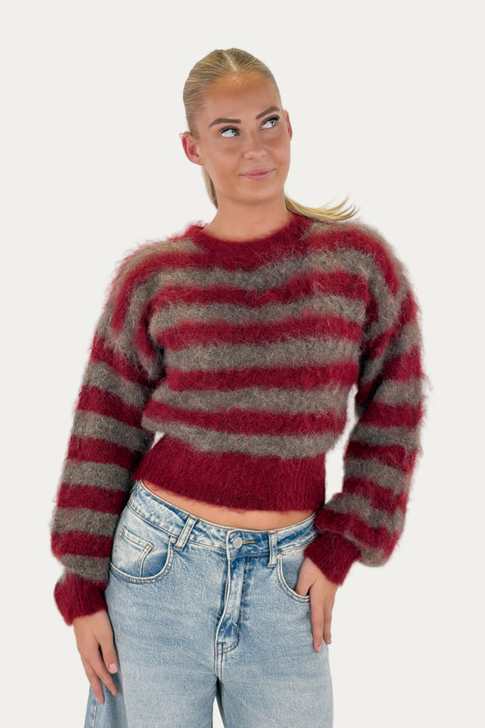 Striped Mohair Sweater - Red