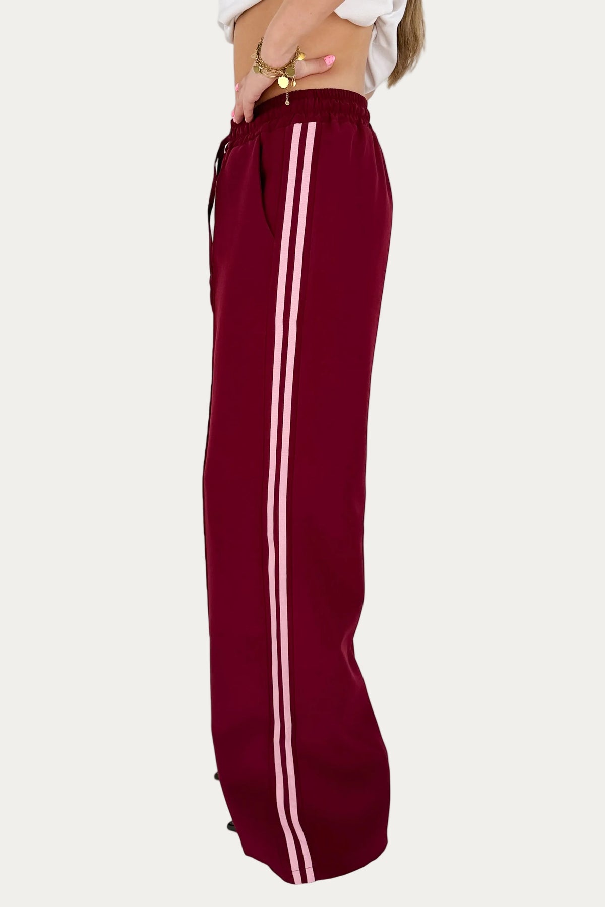Track Striped Pants - Bordeaux