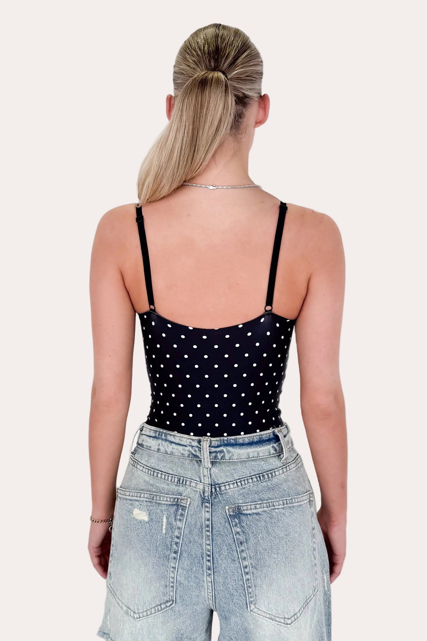 V-neck Body Polka Dot - Black