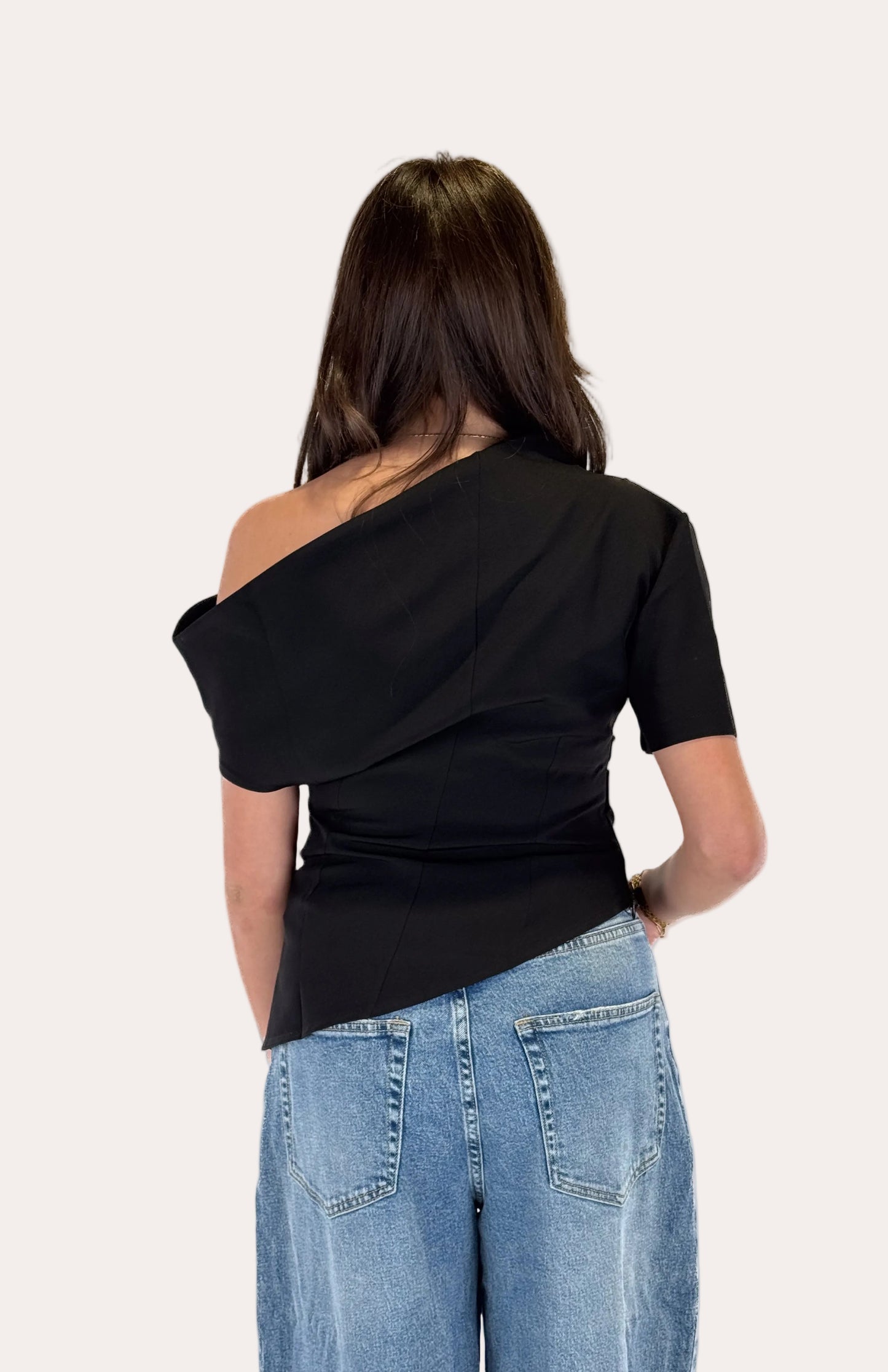 One Shoulder Top - Black