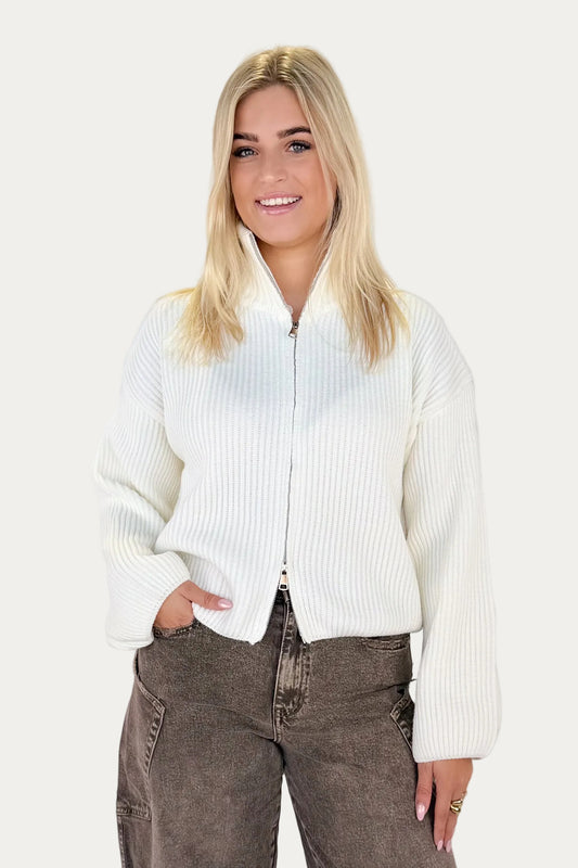 Zip Sweater - White