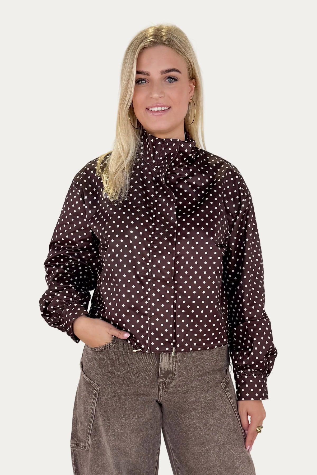 Bold Polka Jacket - Brown