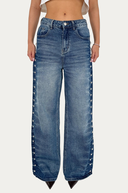 Studded Wide Leg Jeans