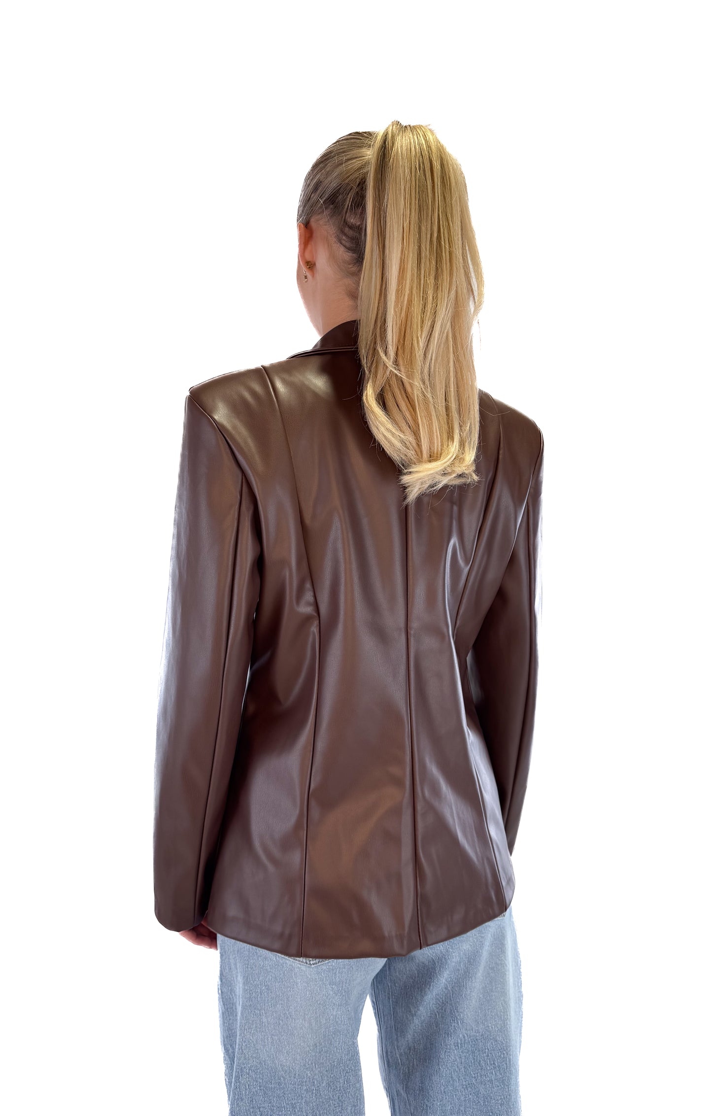 Leather Blazer - Brown