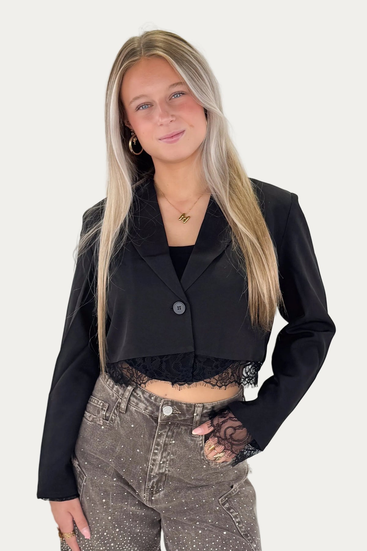 Cropped Lace Blazer