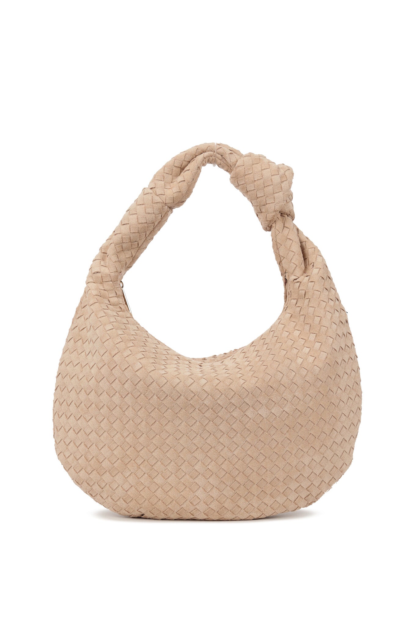 Knotted Suede Bag - Beige