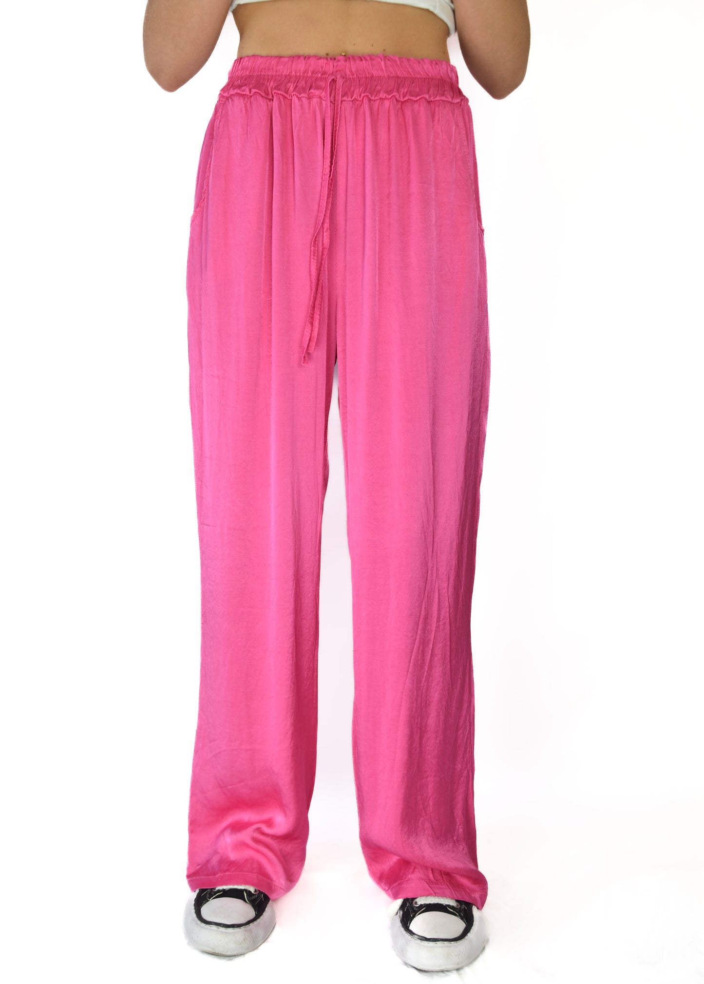 Satin pants pink - pants van Pretty in Pink.