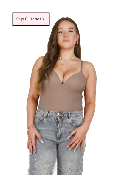 'V neck' Body - Taupe