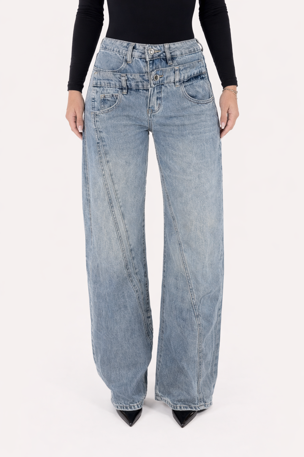 Double Waist Wide Leg Jeans
