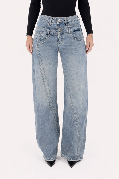 Double Waist Wide Leg Jeans