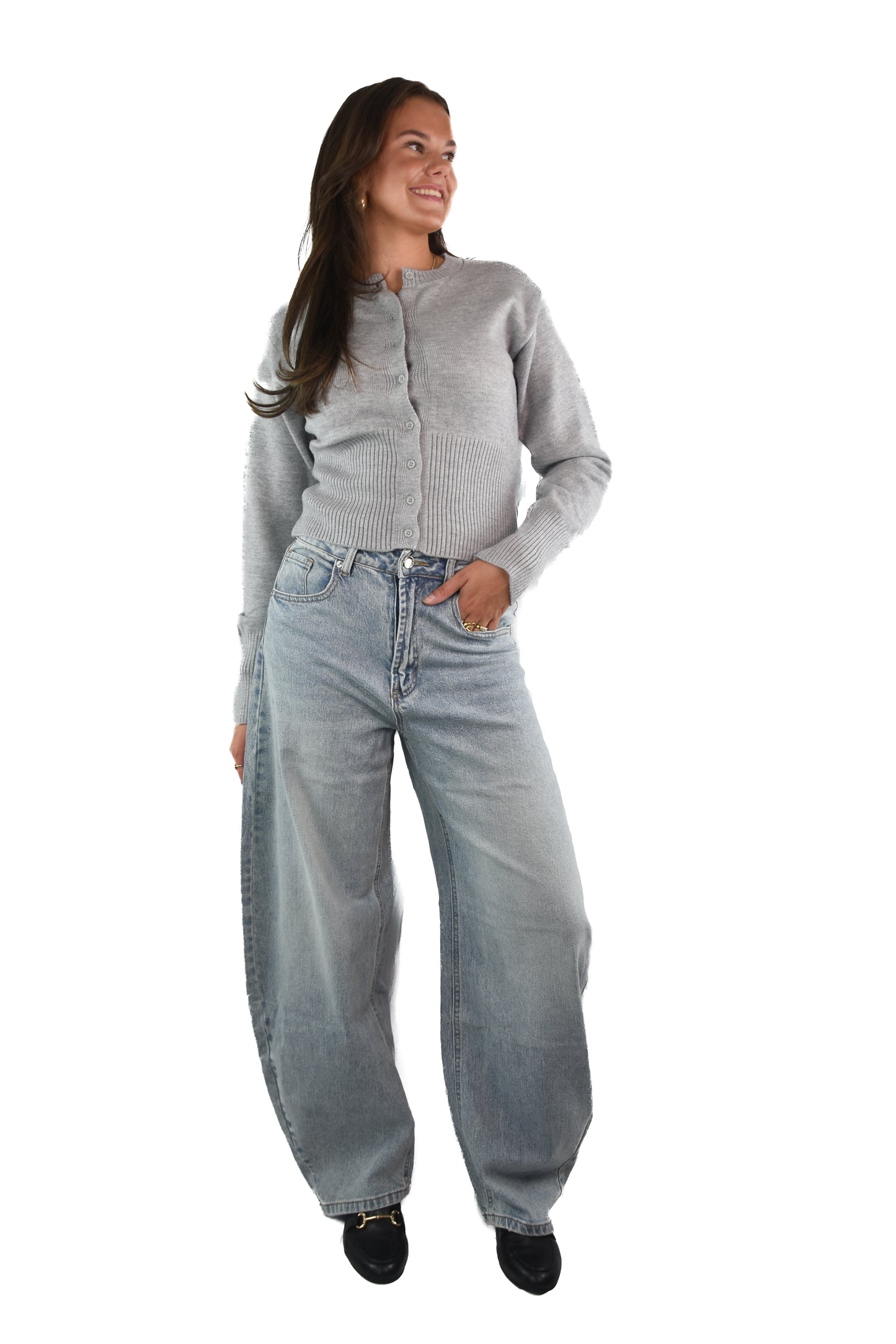 Knit Zip Cardigan - Grey