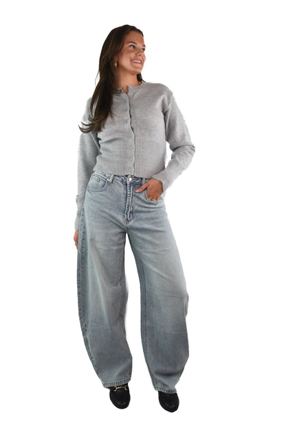 Knit Zip Cardigan - Grey