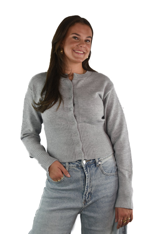 Knit Zip Cardigan - Grey