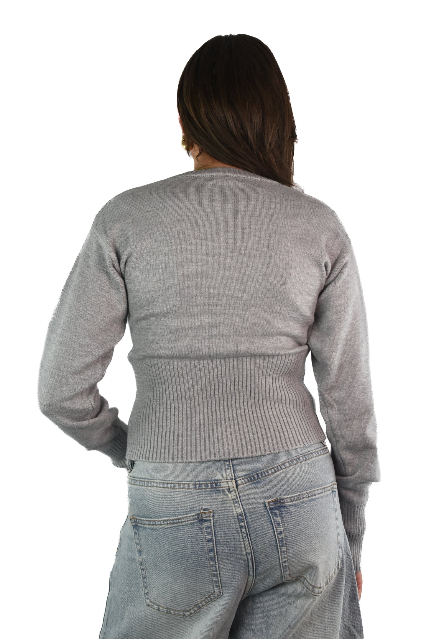 Knit Zip Cardigan - Grey