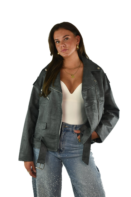 Leather Jacket - Grey
