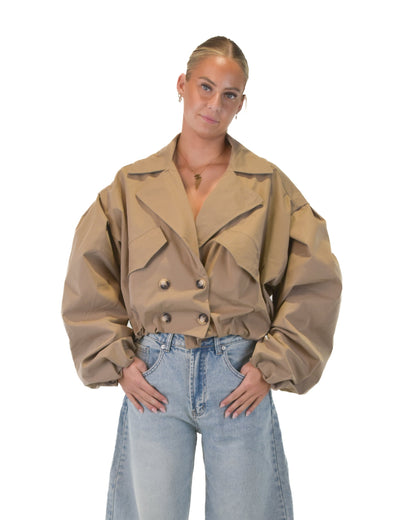Bomber Trench Coat - Camel