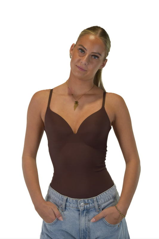 'V neck' Body - Brown