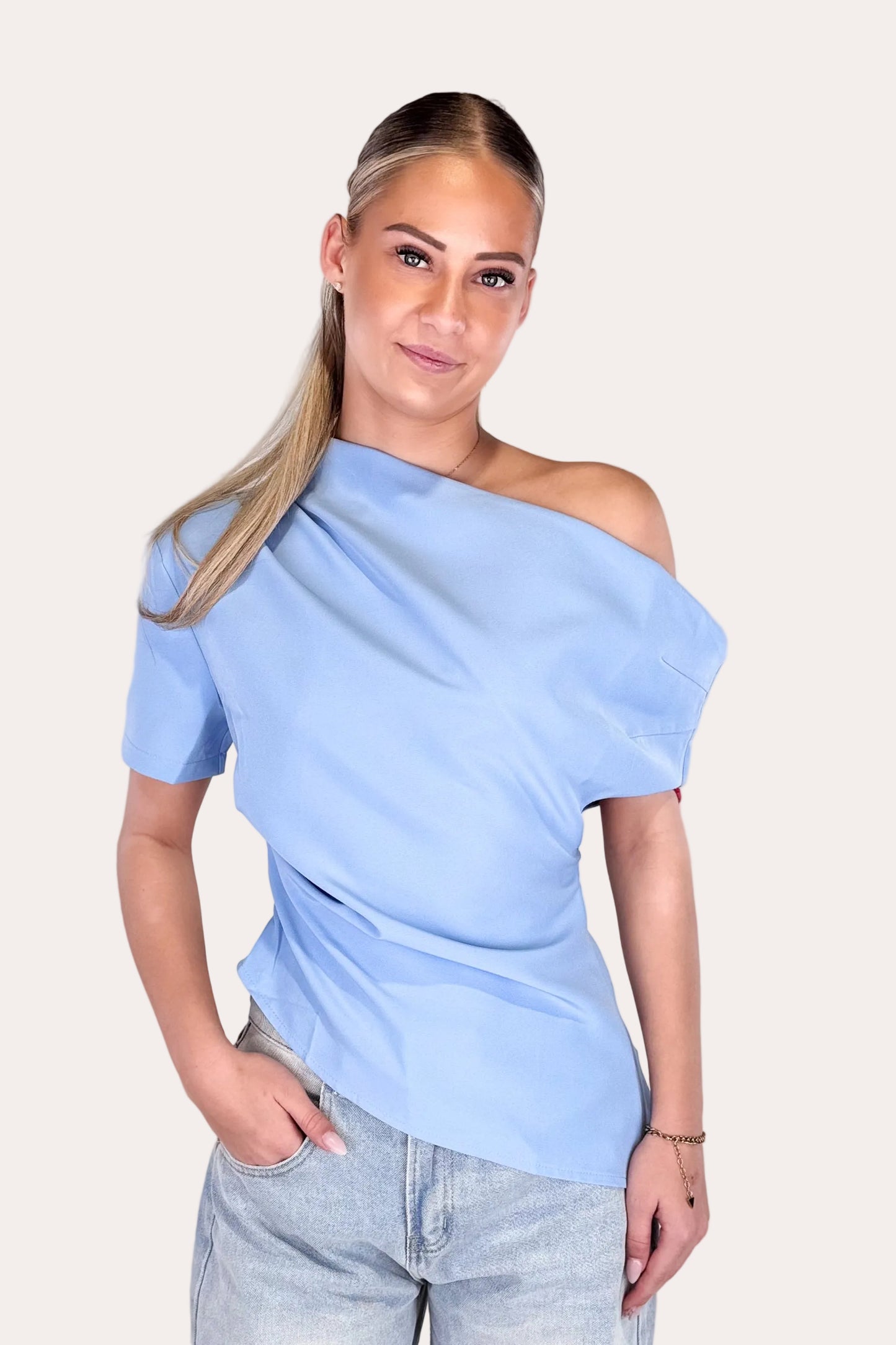 One Shoulder Top - Blue