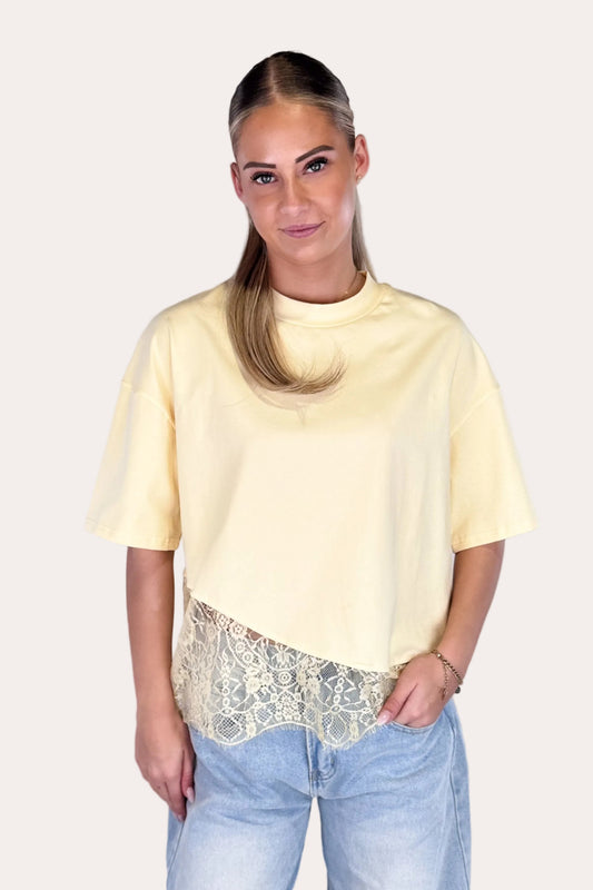 Lace Tee - Butter Yellow
