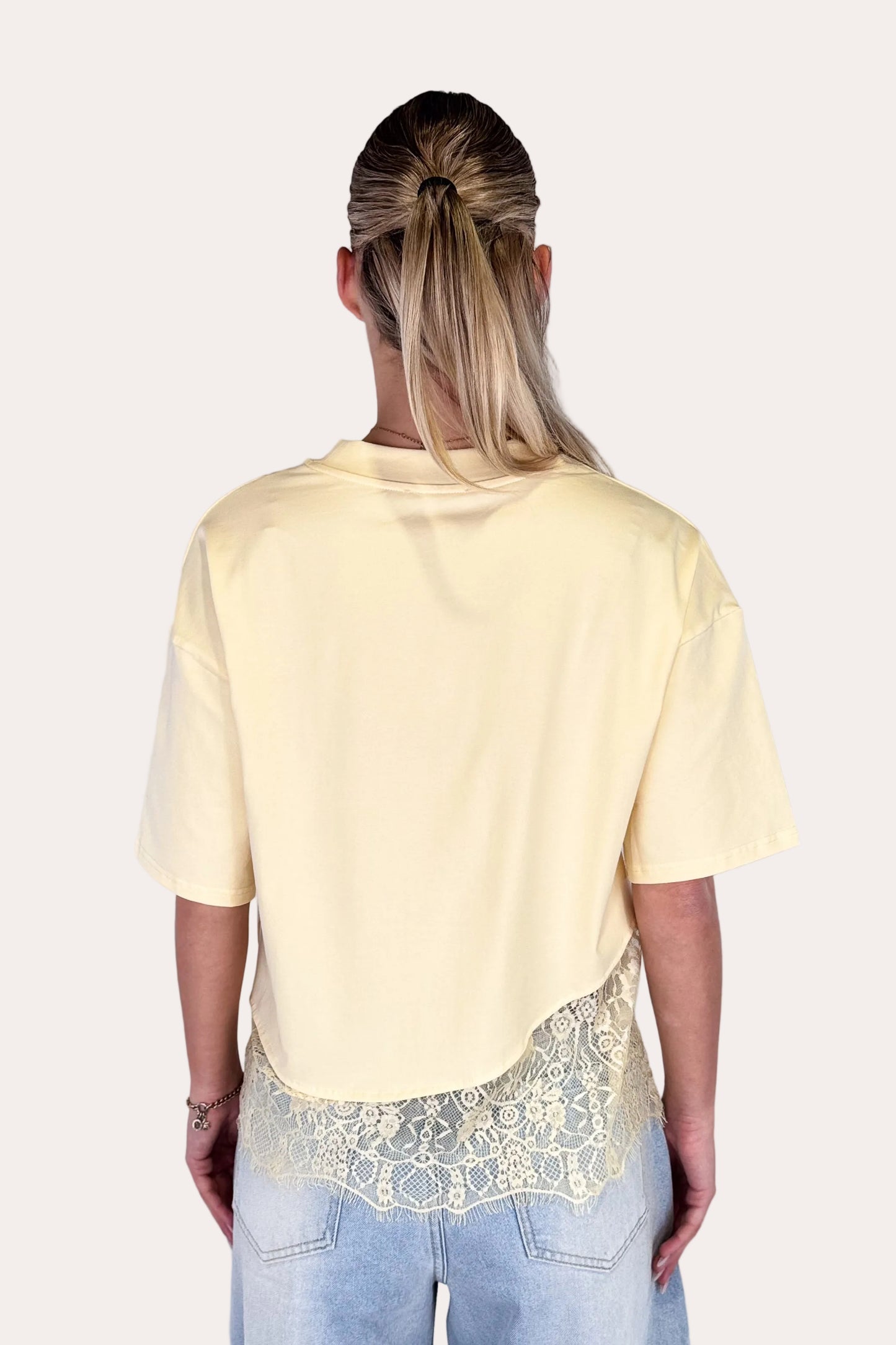 Lace Tee - Butter Yellow
