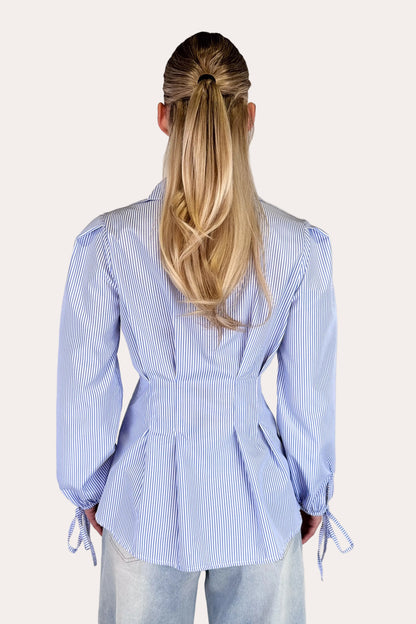 Striped Tailored Blouse - Blue
