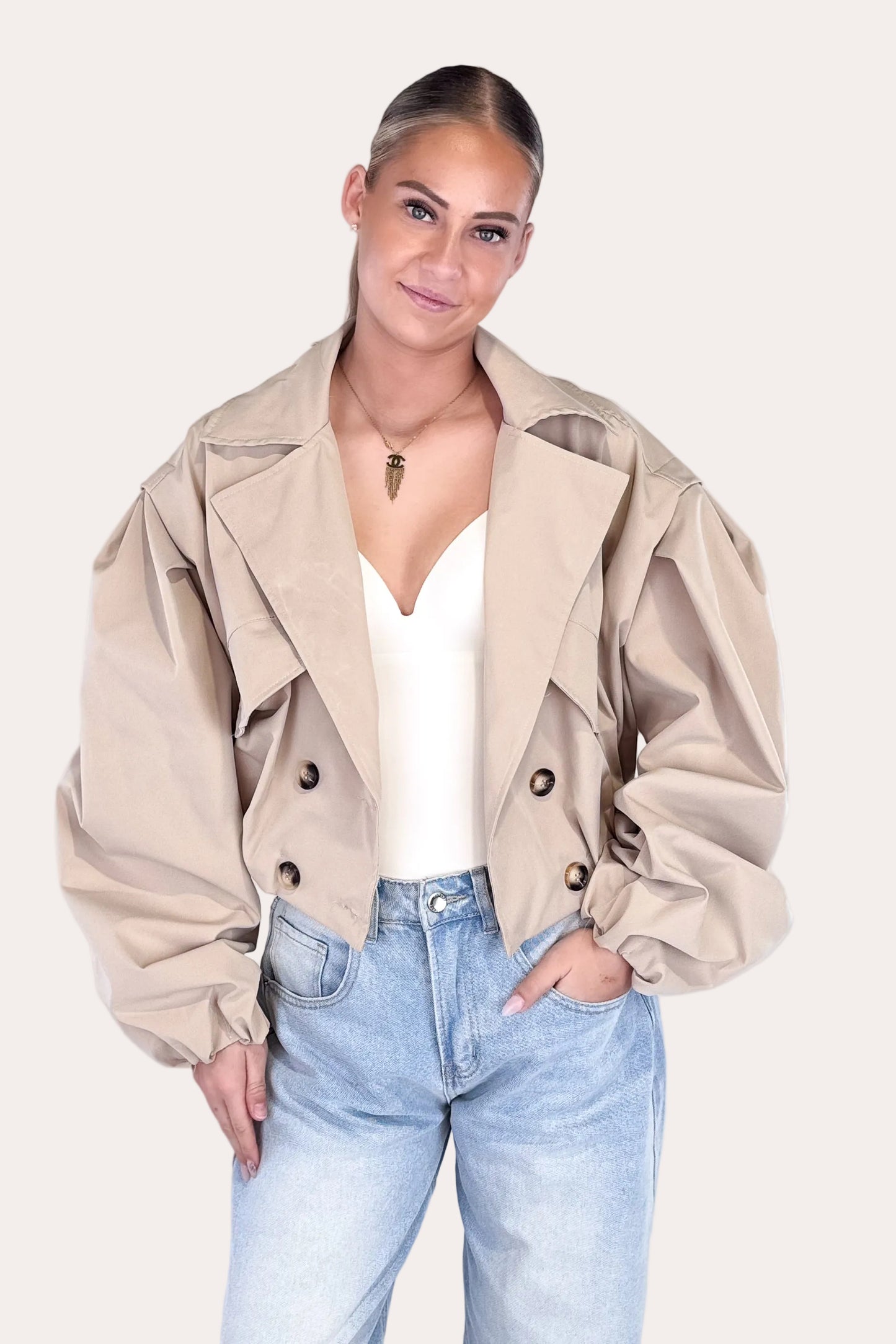 Bomber Trench Coat - Camel