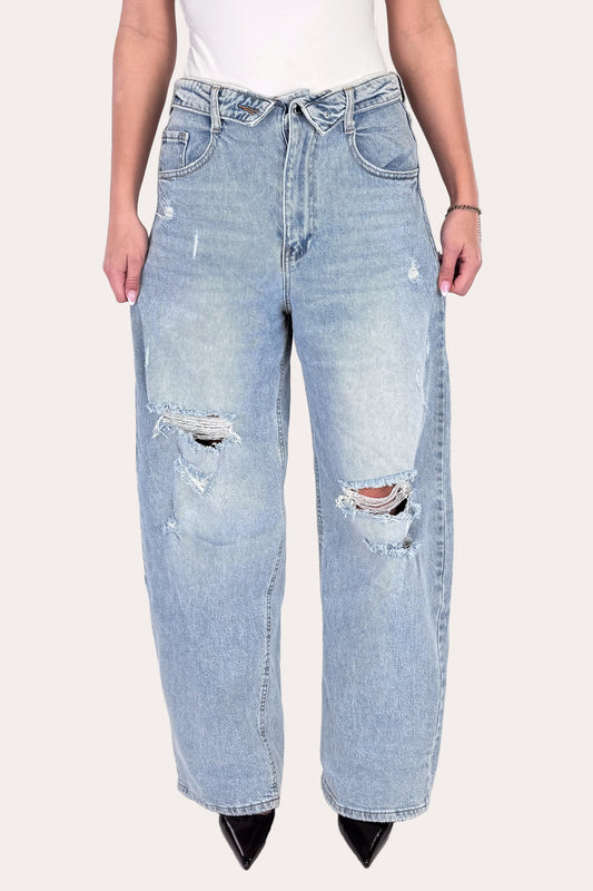 Ripped Folded Jeans