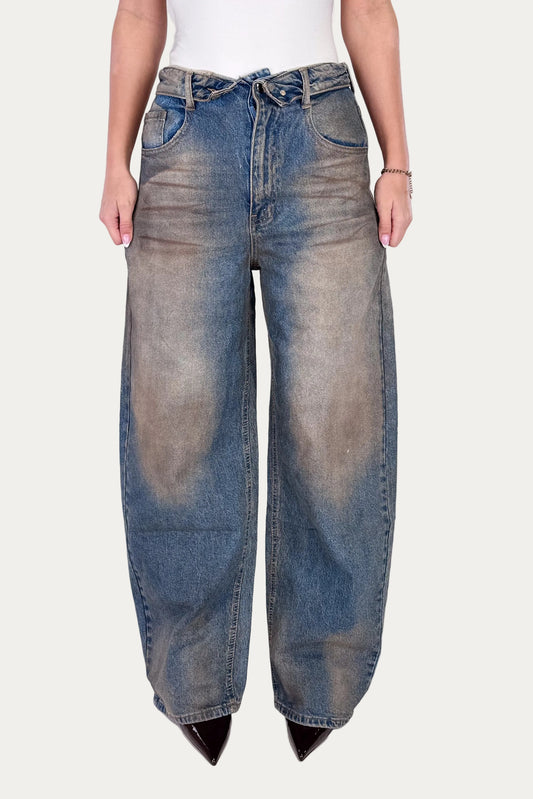 Folded Jeans - Dirty Washed
