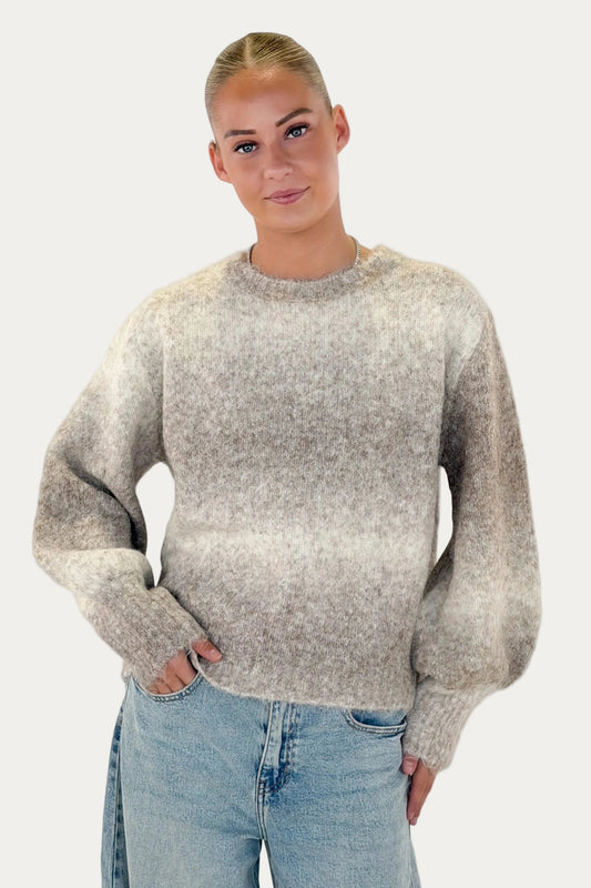 Striped Knitted Sweater - Grey