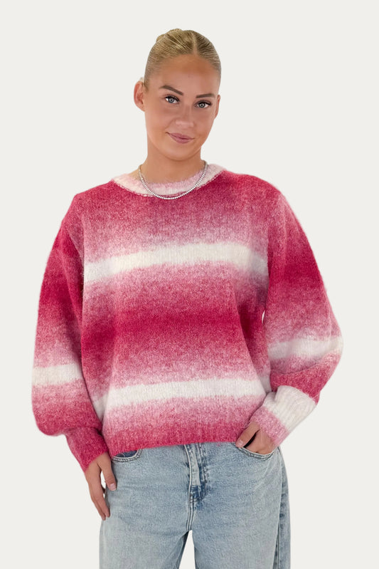 Striped Knitted Sweater - Pink