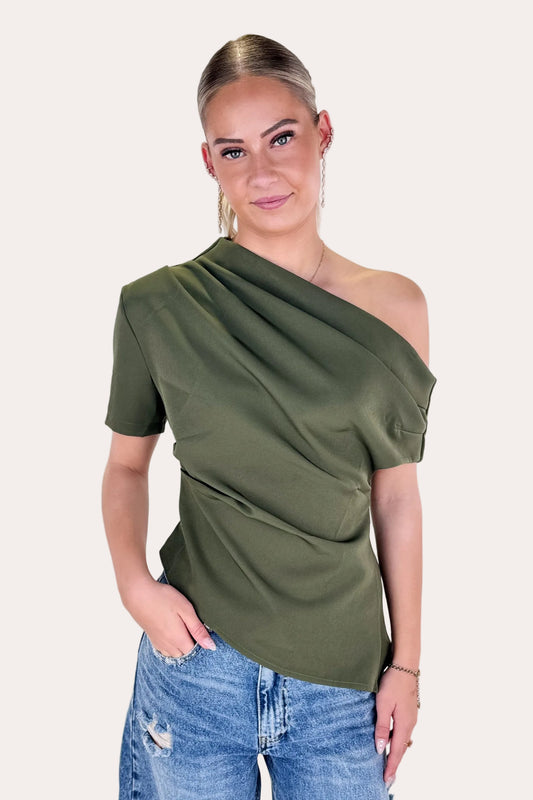 One Shoulder Top - Olive