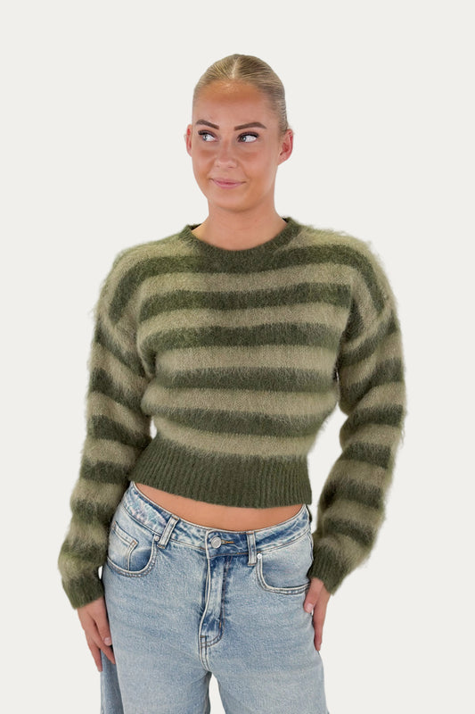 Striped Mohair Sweater - Olive