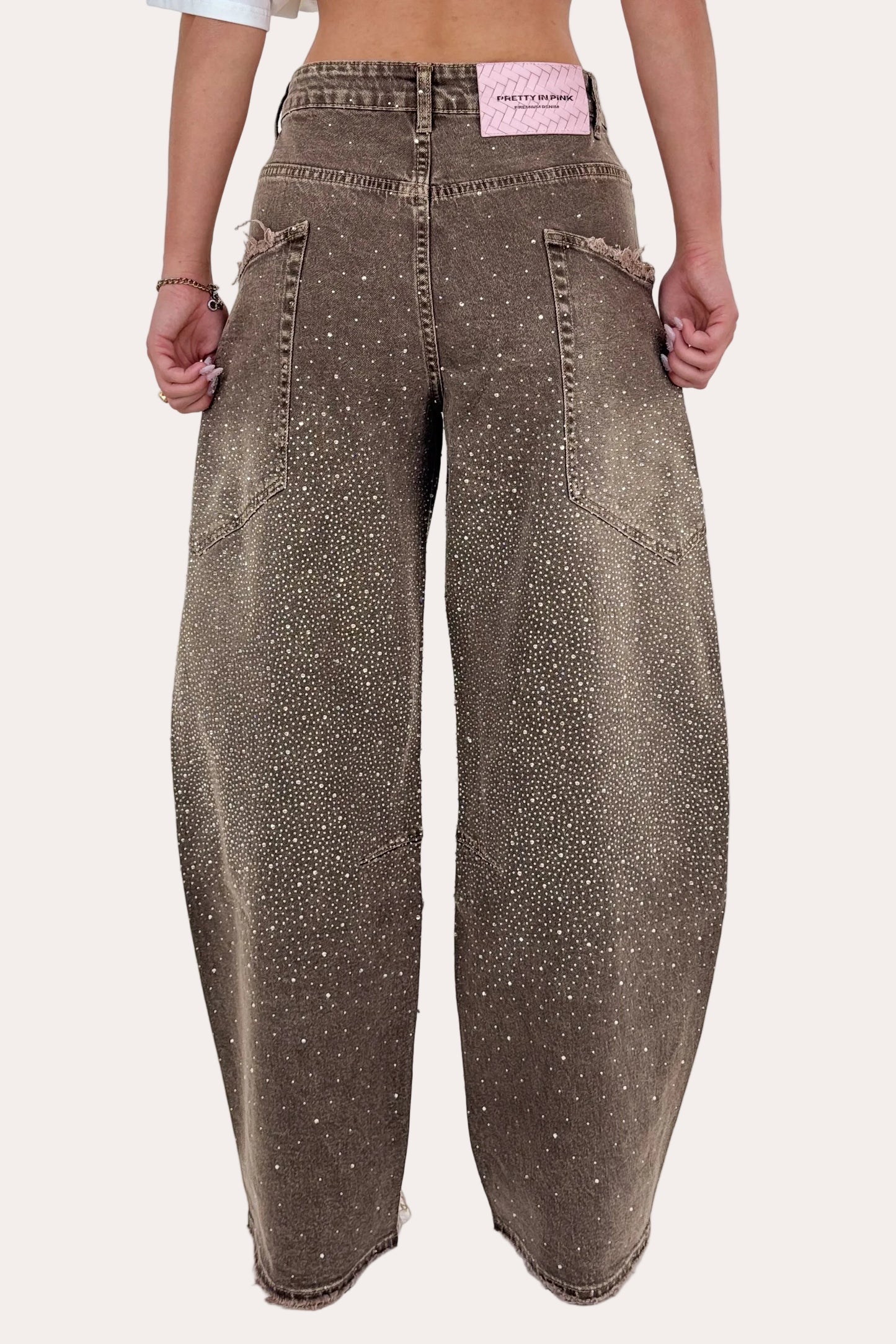 Glitter Sage Balloon Jeans - Vintage Washed