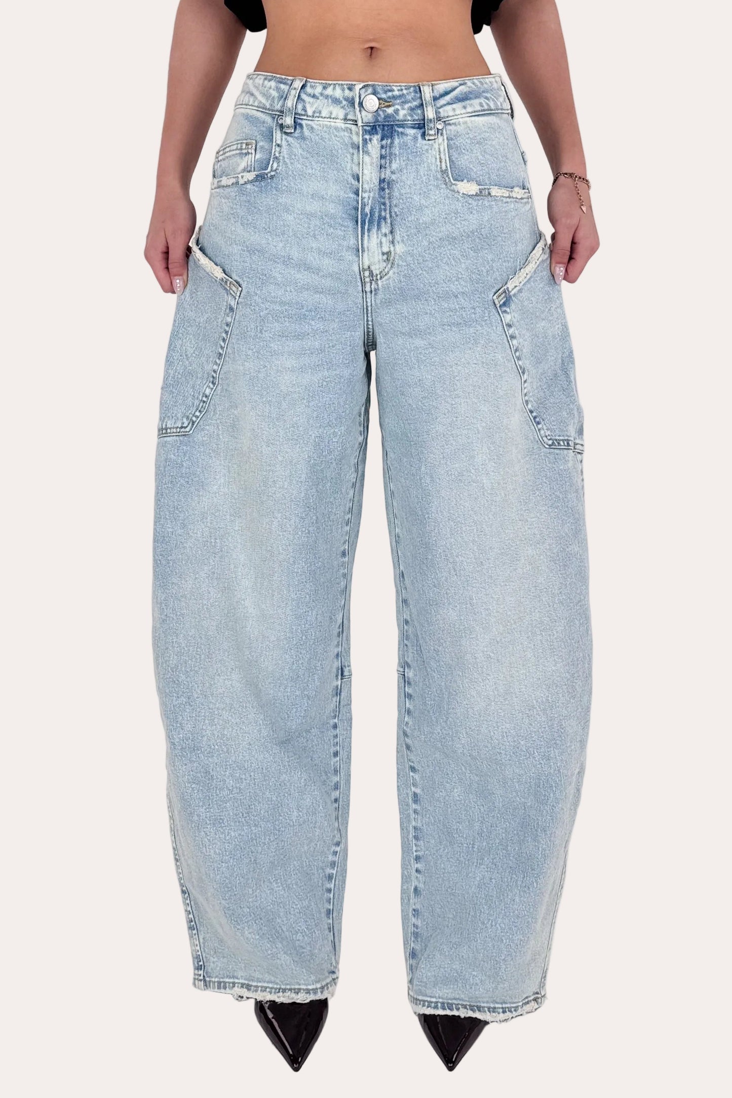 Sage Balloon Jeans - Distressed Blue