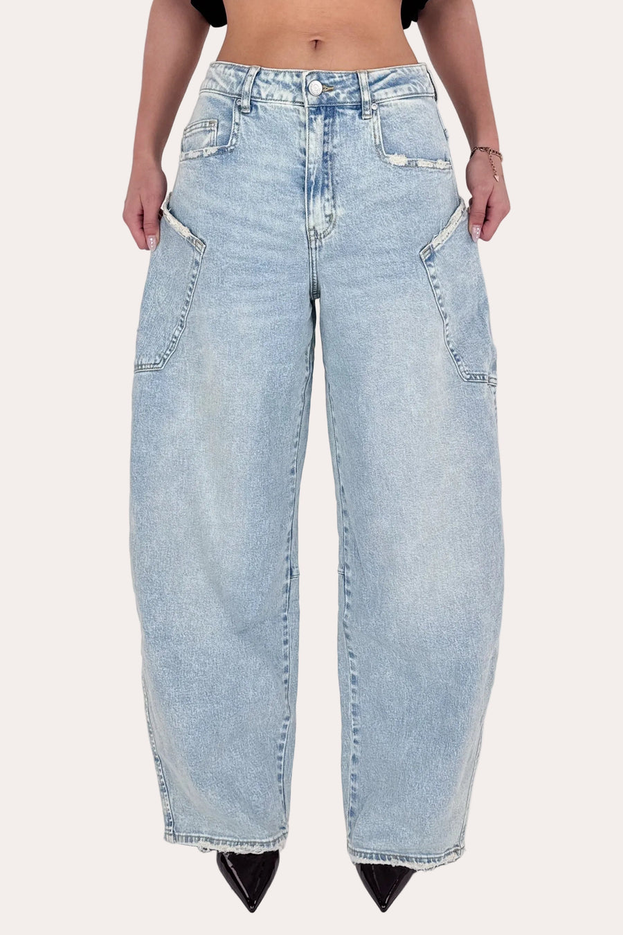 Sage Balloon Jeans - Distressed Blue