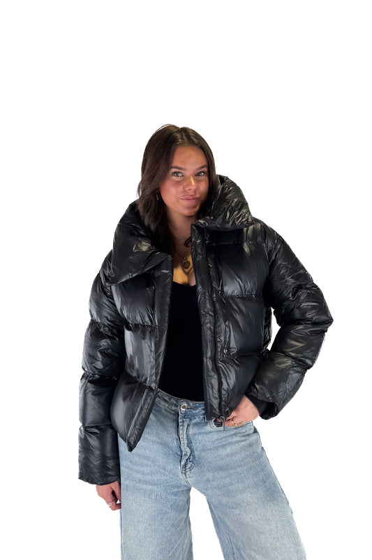 Shine Puffer Jacket - Black