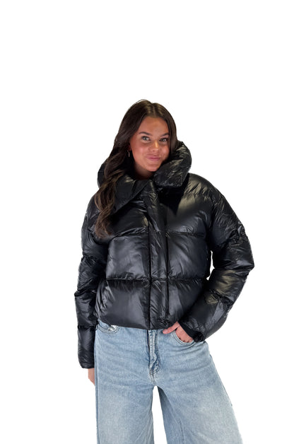 Shine Puffer Jacket - Black